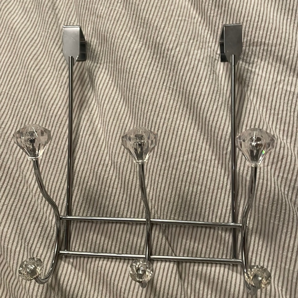 Home Basics 3 Hook Over the Door Hooks with Crystal Knobs,